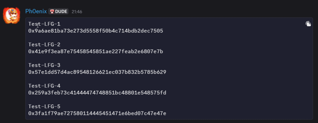 Discord message confirming the node machine is ready
