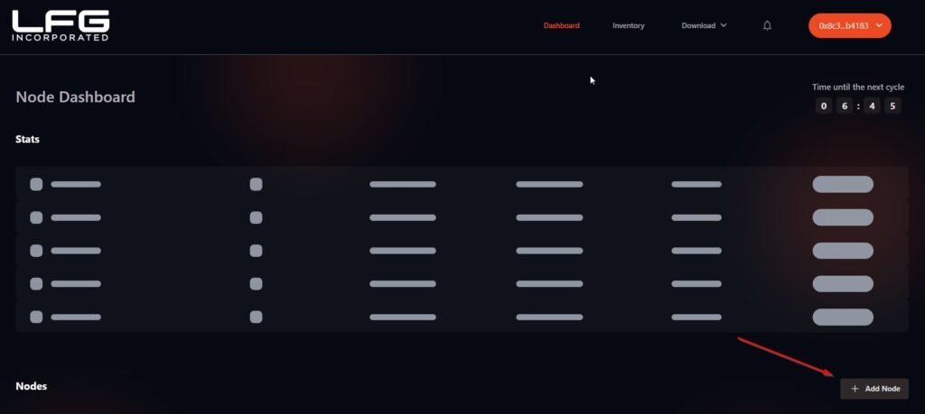 Add Node button on the LFG Node Dashboard